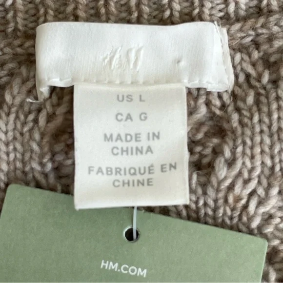H&M Sweater Ruffle Large Cable Knit Ribbed Coquette Prairie NWT - Picture 8 of 14